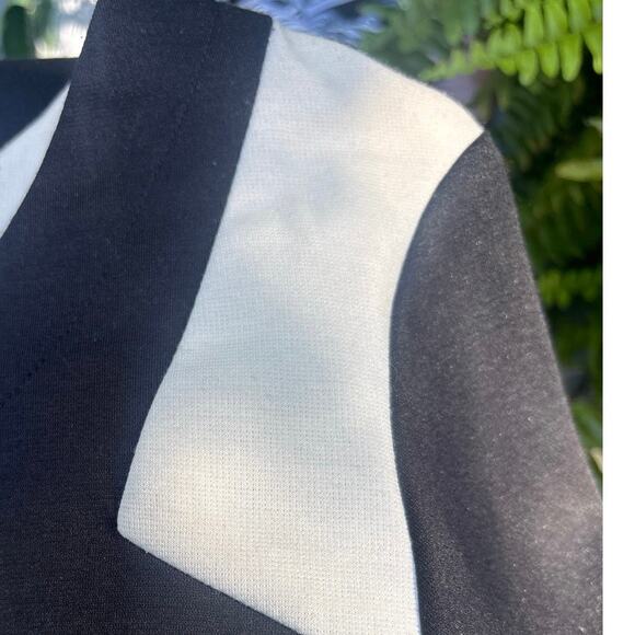Corey P Color Block Dress NEW Zip Up Back 12 Slimming Design Black & Cream - Picture 9 of 10